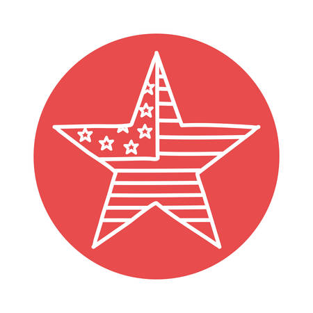 Usa flag star block style icon design, United states independence day country and national theme Vector illustrationのイラスト素材
