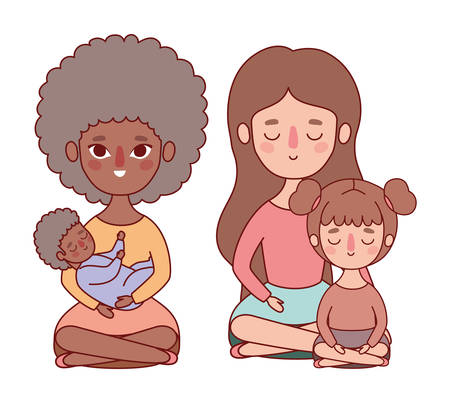 Mothers with baby and daughter design, Family relationship and generation theme Vector illustrationのイラスト素材