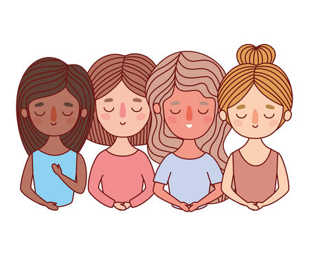women avatars cartoons design, Woman girl female person and people theme Vector illustrationのイラスト素材