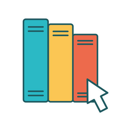 Ebooks with cursor arrow line and fill style icon design, Education online and elearning theme Vector illustrationのイラスト素材
