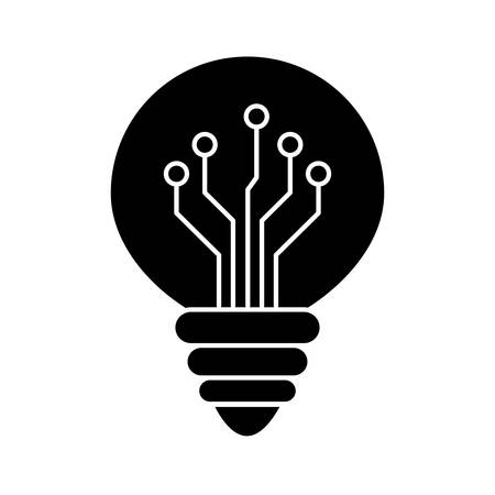 circuit inside light bulb silhouette style icon design, Innovation idea and creativity theme Vector illustrationのイラスト素材