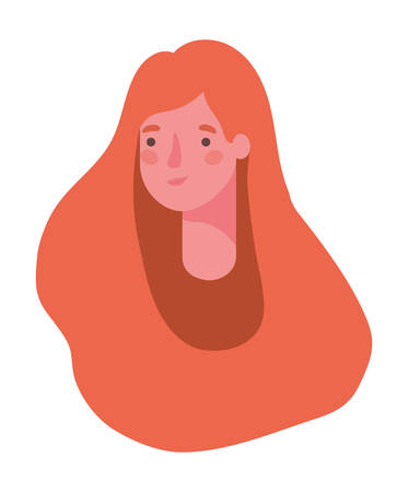 Head woman cartoon design, Girl female person people human and social media theme Vector illustrationのイラスト素材