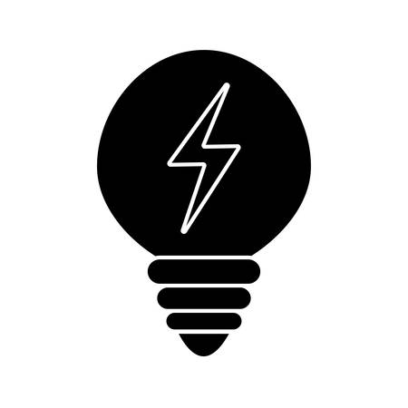 light bulb with thunder silhouette style icon design, Innovation idea and creativity theme Vector illustrationのイラスト素材