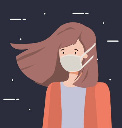 woman with mask design of medical care and covid 19 virus theme Vector illustrationのイラスト素材