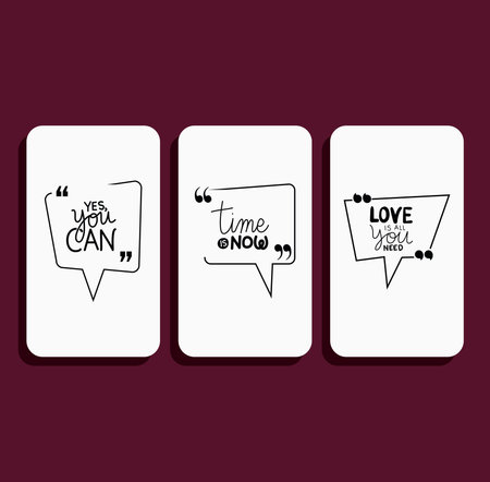 Bubbles set design of Quote phrase text and positivity theme Vector illustrationのイラスト素材