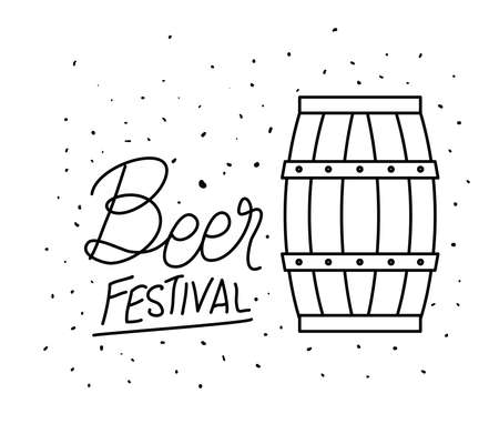 Beer wood barrel design, Festival day pub alcohol bar and drink theme Vector illustrationのイラスト素材