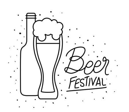 Beer glass and bottle design, Festival day pub alcohol bar and drink theme Vector illustrationのイラスト素材