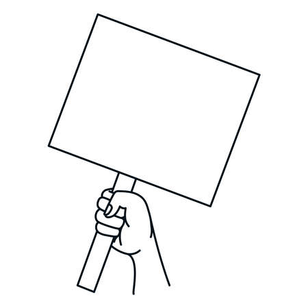 hand with banner board design, Manifestation protest and demonstration theme Vector illustrationのイラスト素材