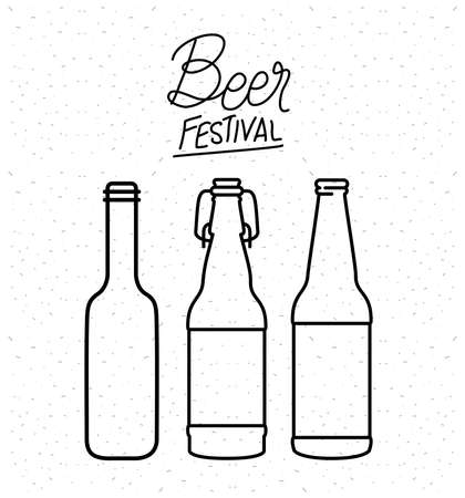Beer bottles design, Festival day pub alcohol bar and drink theme Vector illustrationのイラスト素材