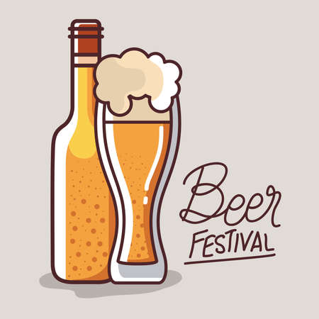 Beer glass and bottle design, Festival day pub alcohol bar and drink theme Vector illustrationのイラスト素材