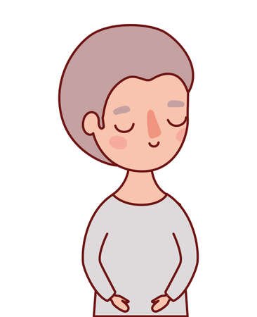 boy cartoon with brown hair design, Kid childhood little people lifestyle casual person cheerful and cute theme Vector illustrationのイラスト素材