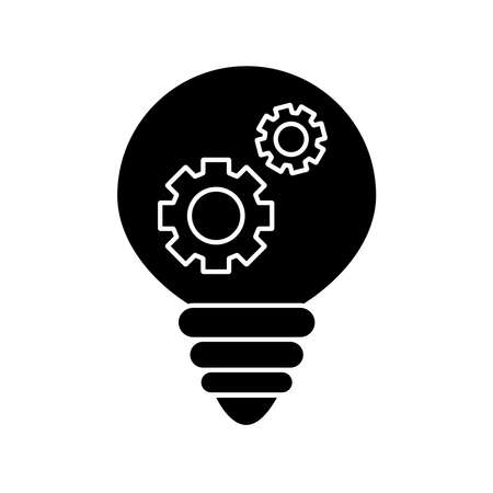 light bulb with gears silhouette style icon design, Innovation idea and creativity theme Vector illustrationのイラスト素材