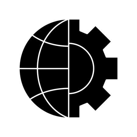gear with global sphere silhouette style icon design, Innovation idea and creativity theme Vector illustrationのイラスト素材