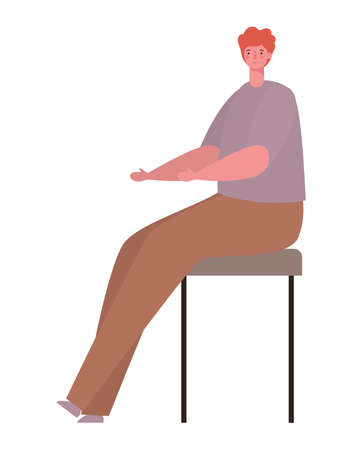Avatar man sitting in chair design, Boy male person people human social media and portrait theme Vector illustrationのイラスト素材