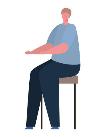 Avatar man sitting in chair design, Boy male person people human social media and portrait theme Vector illustrationのイラスト素材