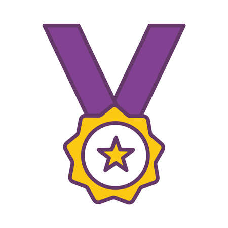 Medal line and fill style icon design, Winner first competition success and sport theme Vector illustrationのイラスト素材
