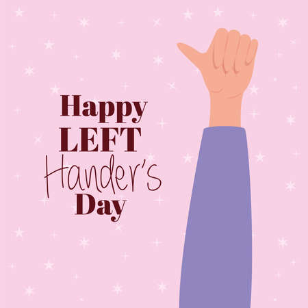 like hand with happy left handers day text design of Holiday and message theme Vector illustrationのイラスト素材