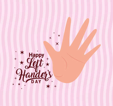 open hand with happy left handers day text design of Holiday and message theme Vector illustrationのイラスト素材