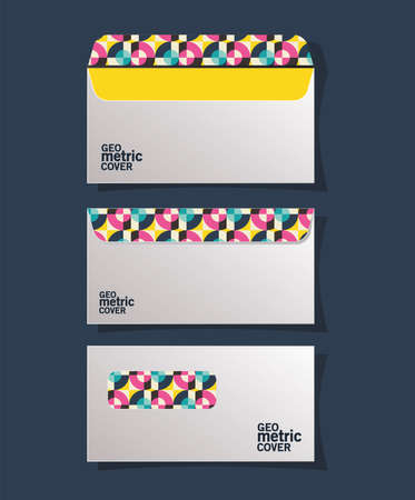 geometric cover envelopes design of Mockup corporate identity template and branding theme Vector illustrationのイラスト素材