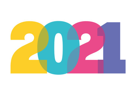 2021 multicolored number of happy new year design, Welcome celebrate greeting card happy decorative...