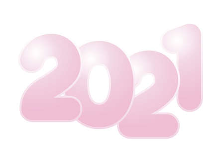 2021 pink number of happy new year design, Welcome celebrate greeting card happy decorative and celebration theme Vector illustrationのイラスト素材