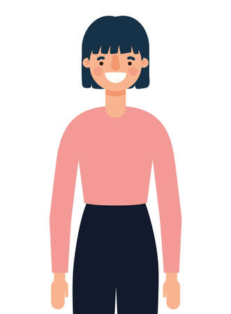 Avatar woman cartoon smiling design, Girl female person people human and social media theme Vector illustrationのイラスト素材