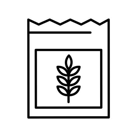 wheat ear seeds bag line style icon design, farm agronomy lifestyle agriculture harvest rural farming and country theme Vector illustrationのイラスト素材