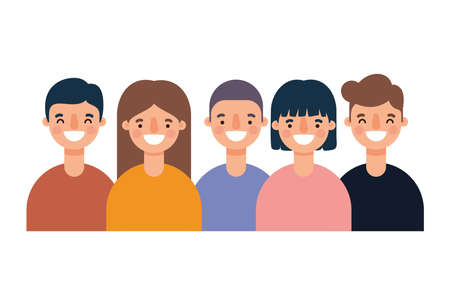 Women and men avatars cartoons smiling design, Person people and human theme Vector illustrationのイラスト素材