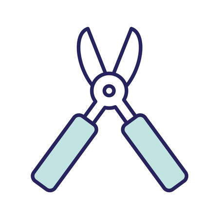pliers line and fill style icon design, agronomy lifestyle agriculture harvest rural farming and country theme Vector illustrationのイラスト素材