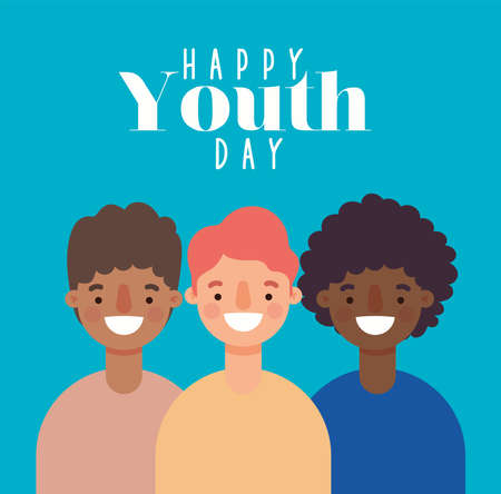 men cartoons smiling of happy youth day design, Young holiday and friendship theme Vector illustrationのイラスト素材