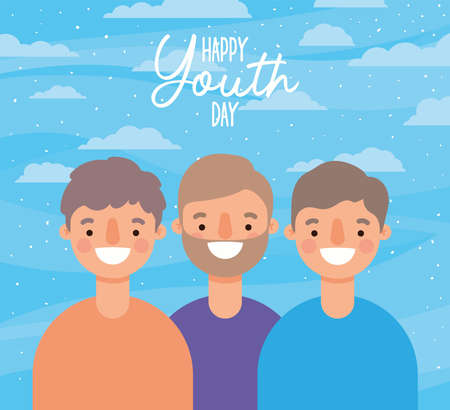 men cartoons smiling of happy youth day design, Young holiday and friendship theme Vector illustrationのイラスト素材