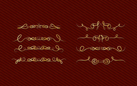Gold decorative ornaments elements set design of best quality product theme Vector illustrationのイラスト素材