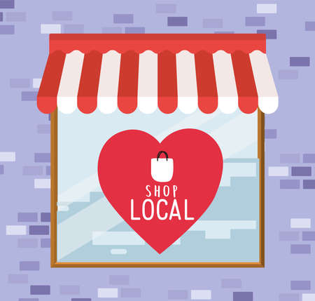 shop local in heart inside store design of retail buy and market theme Vector illustrationのイラスト素材