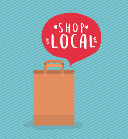 bag with shop local inside bubble design of retail buy and market theme Vector illustrationのイラスト素材