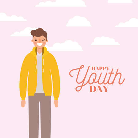 man cartoon smiling of happy youth day design, Young holiday and friendship theme Vector illustrationのイラスト素材