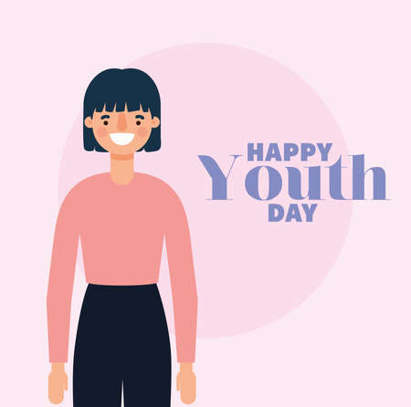 woman cartoon smiling of happy youth day design, Young holiday and friendship theme Vector illustrationのイラスト素材