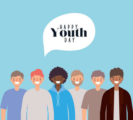 men cartoons smiling of happy youth day design, Young holiday and friendship theme Vector illustrationのイラスト素材