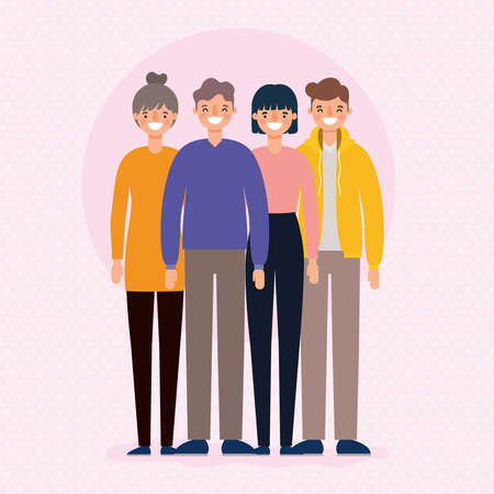 Women and men avatars cartoons smiling design, Person people and human theme Vector illustrationのイラスト素材