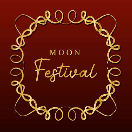 moon festival inside ornament gold frame on dark red background design, Oriental chinese and celebration theme Vector illustrationのイラスト素材