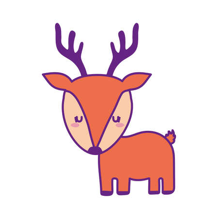 Cute reindeer cartoon line and fill style icon design, Animal zoo life nature and character theme Vector illustrationのイラスト素材