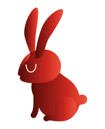 Cute red rabbit cartoon design, Animal zoo life nature and character theme Vector illustrationのイラスト素材