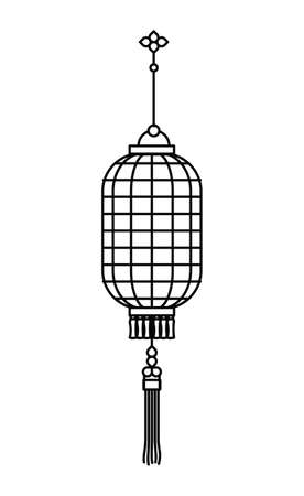Chinese lantern line style icon design, China culture asia travel landmark famous asian and oriental theme Vector illustrationのイラスト素材