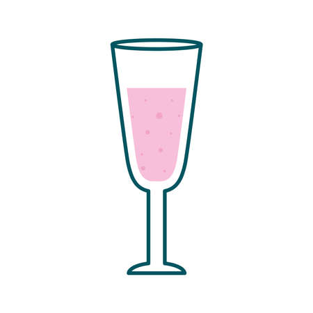 champagne glass cup line and fill style icon design, Alcohol drink bar and beverage theme Vector illustrationのイラスト素材