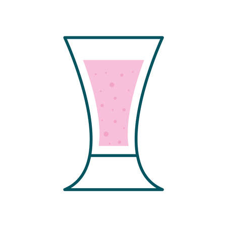shot glass cup line and fill style icon design, Alcohol drink bar and beverage theme Vector illustrationのイラスト素材
