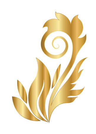 gold leaf shaped ornament with curve design of Decorative element theme Vector illustrationのイラスト素材