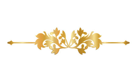 gold ornament in arrow shaped with curved flowers and leaves design of Decorative element theme Vector illustrationのイラスト素材