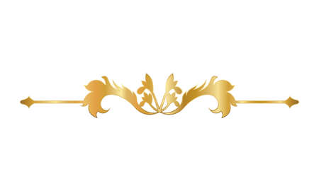 gold ornament in arrow shaped with curved leaves design of Decorative element theme Vector illustrationのイラスト素材