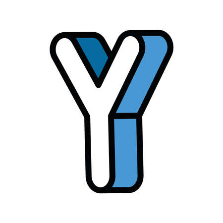 3d y letter design, lettering typography retro and comic theme Vector illustrationのイラスト素材