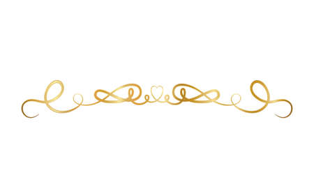 gold ornament in ribbon shaped with heart in center design of Decorative element theme Vector illustrationのイラスト素材