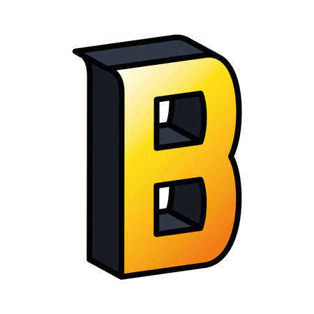 3d b letter design, lettering typography retro and comic theme Vector illustrationのイラスト素材